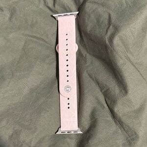 Michael Kors Blush Apple Watch Band with Silver Accents.